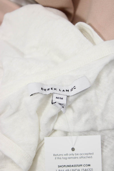 Derek Lam 10C Womens Linen Relaxed Fit Cropped Tank Top White Size M