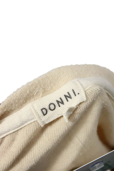 Donni Womens Long Sleeve Fleece Button Up Henley Top Beige Size XS