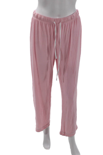 Katie J Womens 2 Piece Long Sleeve Button Down Pajama Set Pink Size M
