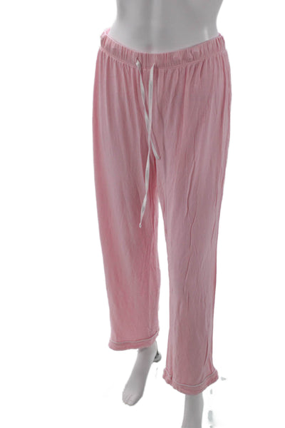 Katie J Womens 2 Piece Long Sleeve Button Down Pajama Set Pink Size M