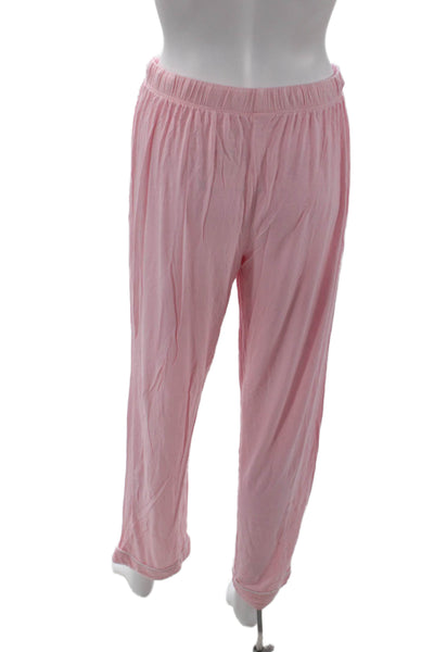 Katie J Womens 2 Piece Long Sleeve Button Down Pajama Set Pink Size M