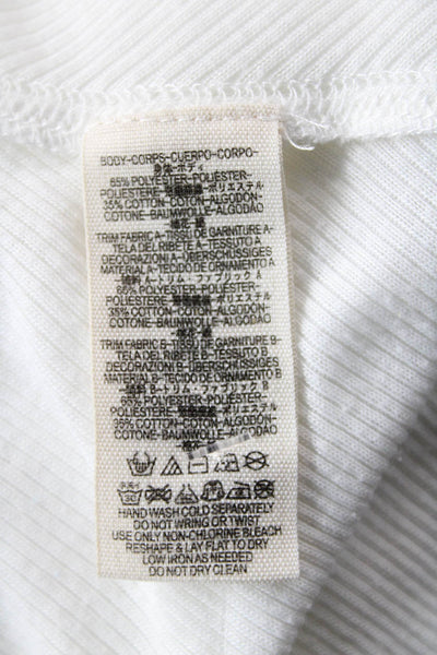 Free People Womens Long Sleeves V Neck Thermal Sweater White Size Medium