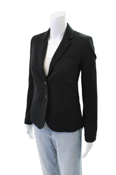 J Crew Womens Two Button Narrow Lapel Blazer Black Size Extra Extra Small