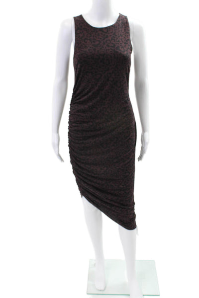 Scoop Womens Animal Print Ruched Maxi Dress Purple Black Size Small