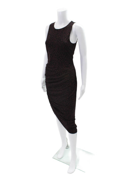 Scoop Womens Animal Print Ruched Maxi Dress Purple Black Size Small