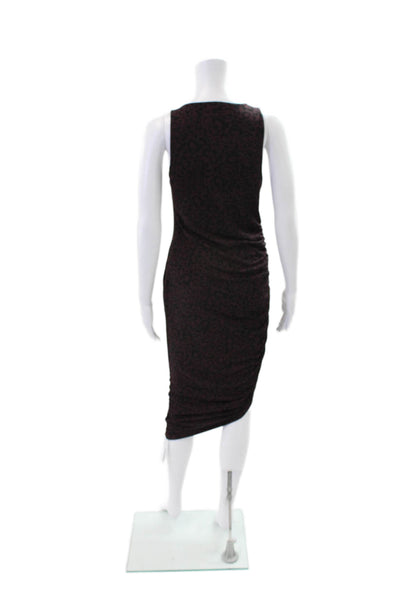 Scoop Womens Animal Print Ruched Maxi Dress Purple Black Size Small