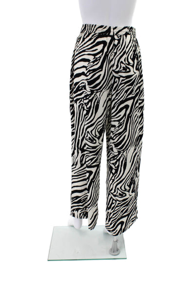 Rachel Zoe Womens Animal Print Wide Leg Pants White Black Size Extra Small