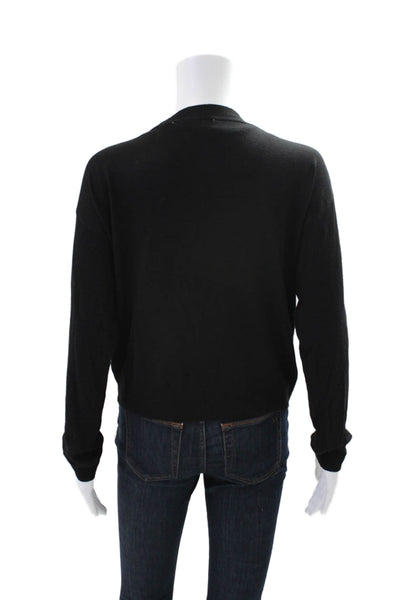 MNG Women's V-Neck Long Sleeves Button Up Cardigan Sweater Black Size S