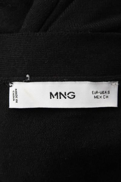 MNG Women's V-Neck Long Sleeves Button Up Cardigan Sweater Black Size S