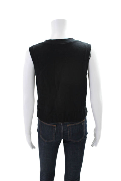 Rails Women's V-Neck Sleeveless Button Down Ribbed Sweater Black Size S