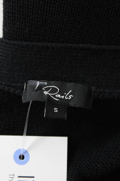 Rails Women's V-Neck Sleeveless Button Down Ribbed Sweater Black Size S
