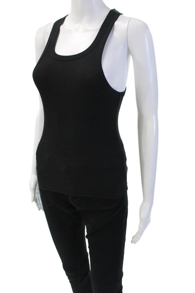 Dissh Womens Ribbed Sleeveless Tank Top Black Cotton Size Extra Small