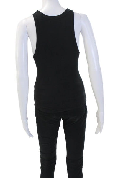Dissh Womens Ribbed Sleeveless Tank Top Black Cotton Size Extra Small