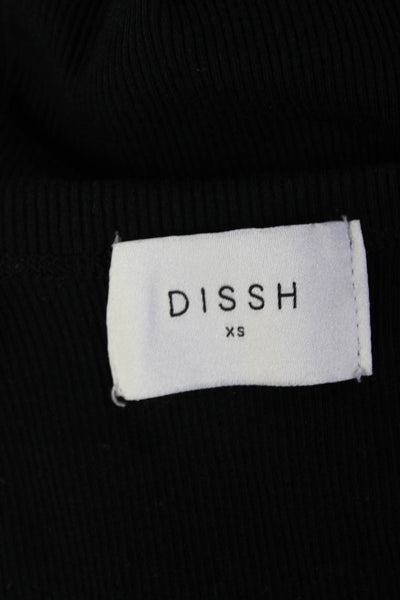 Dissh Womens Ribbed Sleeveless Tank Top Black Cotton Size Extra Small