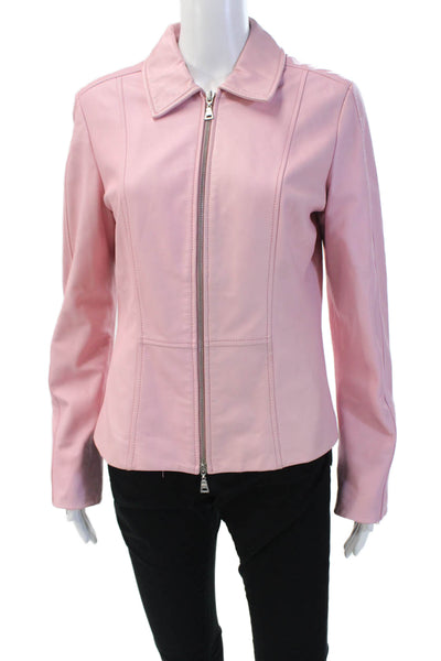 Danier Womens Leather Full Zipper Light Jacket Pink Size Extra Small