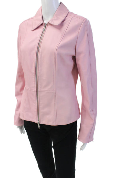 Danier Womens Leather Full Zipper Light Jacket Pink Size Extra Small