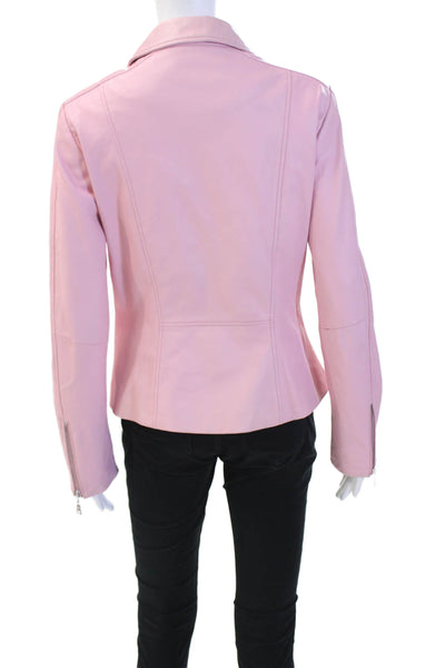 Danier Womens Leather Full Zipper Light Jacket Pink Size Extra Small