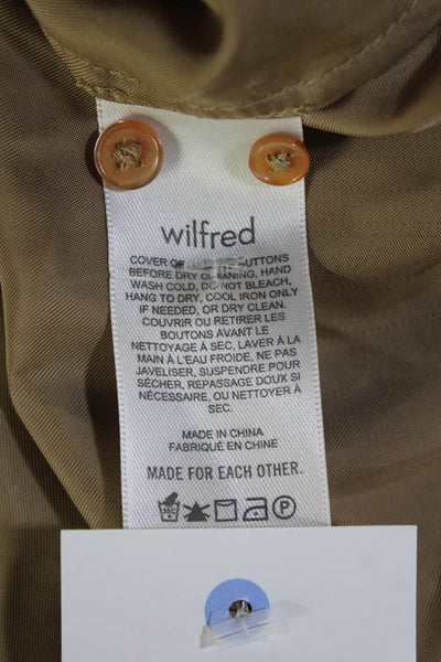 Wilfred Womens Tie Front Button Down Blouse Tan Brown Size Extra Small