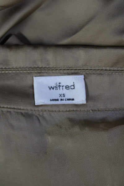Wilfred Womens Tie Front Button Down Blouse Tan Brown Size Extra Small