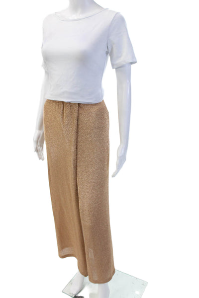 Lovers + Friends Womens Wrap Maxi Skirt Gold Metallic Size Small