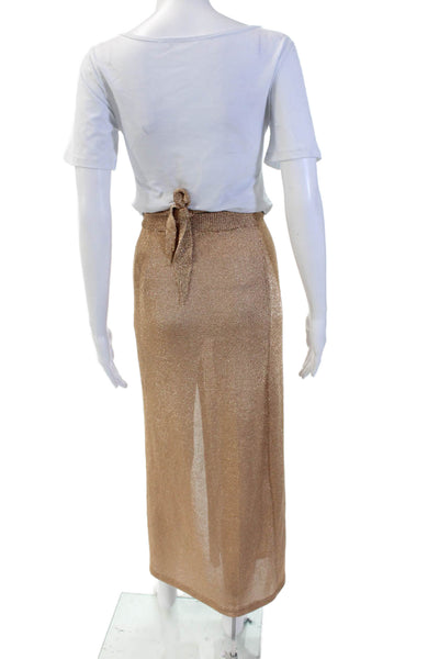 Lovers + Friends Womens Wrap Maxi Skirt Gold Metallic Size Small