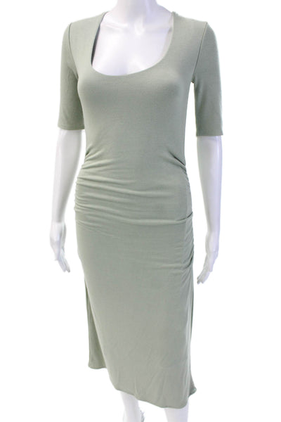 Rebecca Taylor Womens Ruched Short Sleeves Maxi Dress Mint Green Size Small