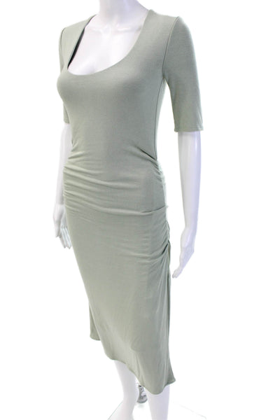 Rebecca Taylor Womens Ruched Short Sleeves Maxi Dress Mint Green Size Small