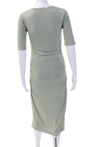 Rebecca Taylor Womens Ruched Short Sleeves Maxi Dress Mint Green Size Small