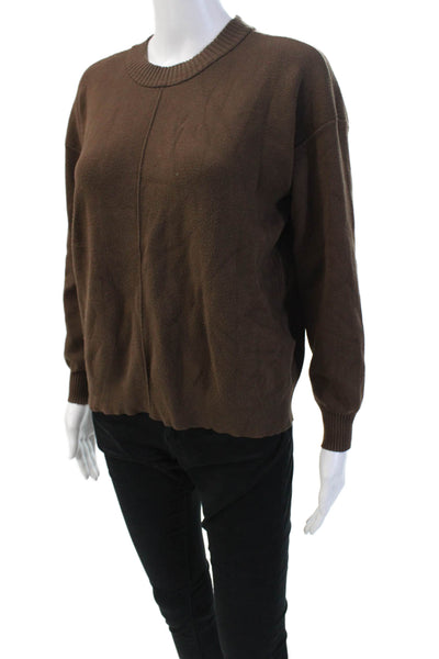 Splendid Womens Cotton Long Sleeve Round Neck Sweater Brown Size S