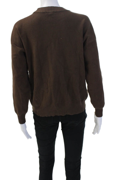 Splendid Womens Cotton Long Sleeve Round Neck Sweater Brown Size S
