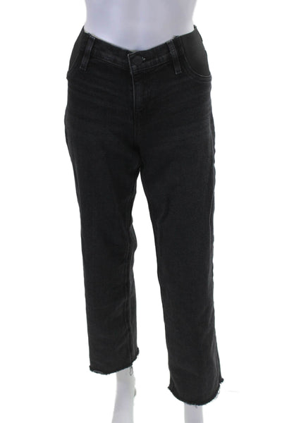 Hudson Womens Cotton Zip Button Wide Leg Denim Jeans Black Size EUR 28