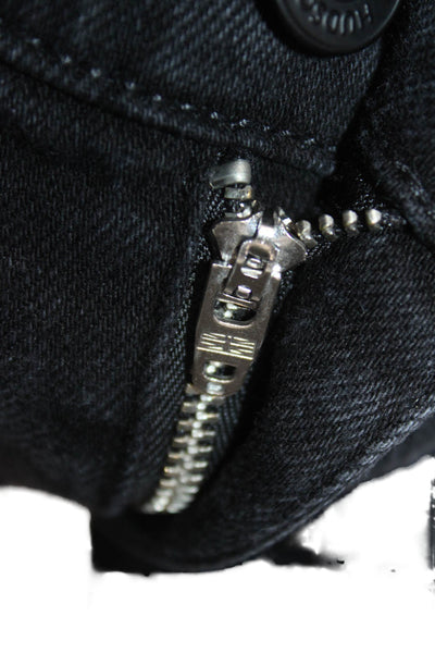 Hudson Womens Cotton Zip Button Wide Leg Denim Jeans Black Size EUR 28