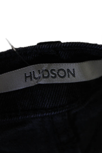 Hudson Womens Cotton Zip Button Wide Leg Denim Jeans Black Size EUR 28