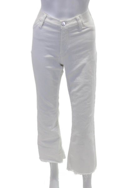 Hudson Womens Cotton Zip Button Fray Leg Jeans White Size EUR 28