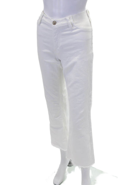 Hudson Womens Cotton Zip Button Fray Leg Jeans White Size EUR 28