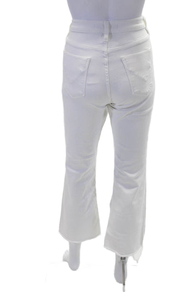 Hudson Womens Cotton Zip Button Fray Leg Jeans White Size EUR 28