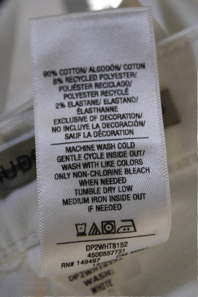 Hudson Womens Cotton Zip Button Fray Leg Jeans White Size EUR 28