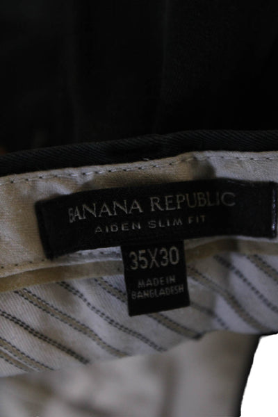 Banana Republic Mens Textured Zip Button Straight Leg Pants Gray Size EUR 35