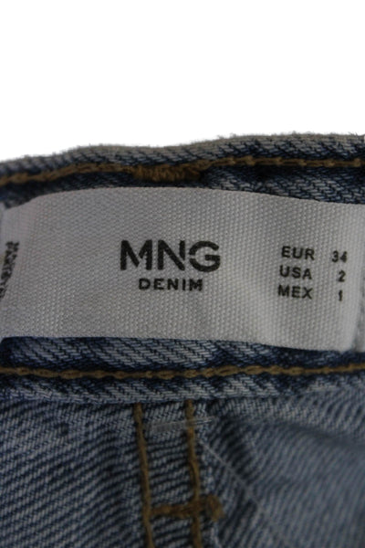 MNG Womens Denim Medium Wash Straight Leg Jeans Blue Size 2