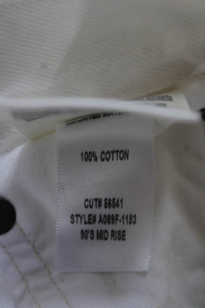 Agolde Womens Cotton Distressed High-Rise Straight Leg Jeans White Size 25