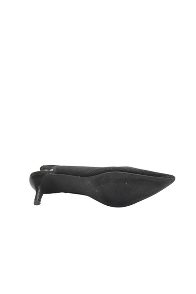 French Connection Womens Knit Pointed Toe Slingback Heels Black Size 7.5