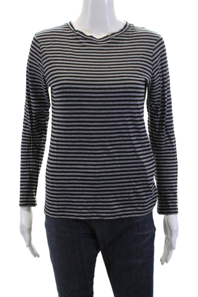 Barneys New York Womens Striped Long Sleeves Shirt Black Grey Size Small