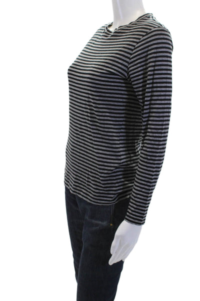 Barneys New York Womens Striped Long Sleeves Shirt Black Grey Size Small