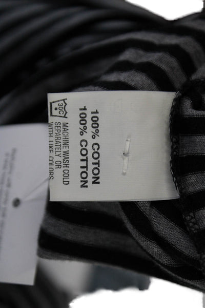 Barneys New York Womens Striped Long Sleeves Shirt Black Grey Size Small
