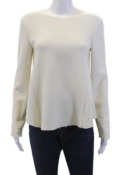 Zara Woman Womens Long Sleeves Crew Neck Sweater White Size Large