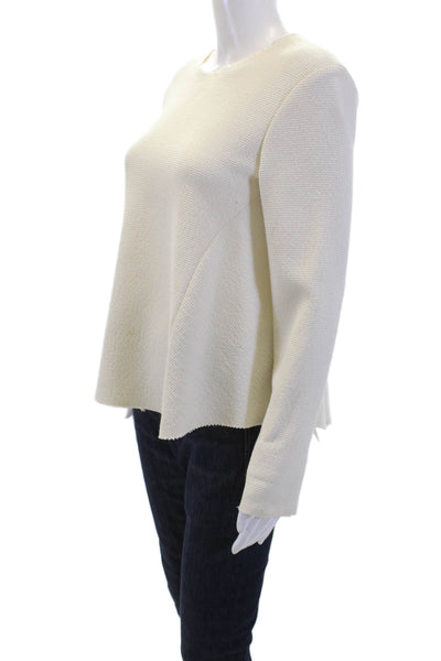 Zara Woman Womens Long Sleeves Crew Neck Sweater White Size Large