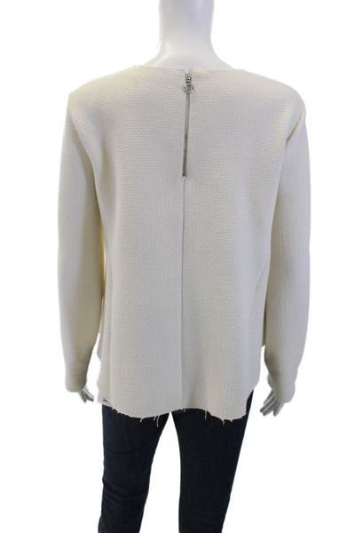 Zara Woman Womens Long Sleeves Crew Neck Sweater White Size Large