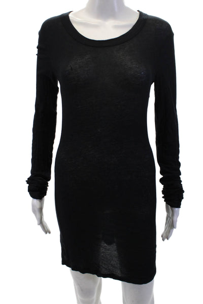 Standard James Perse Womens Long Sleeves Shirt Dress Black Cotton Size 1