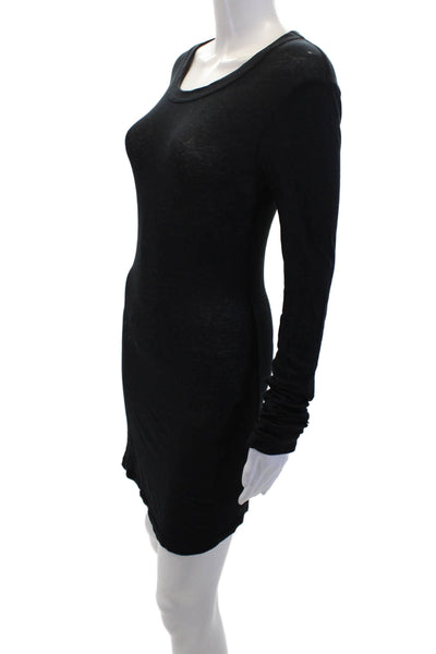 Standard James Perse Womens Long Sleeves Shirt Dress Black Cotton Size 1