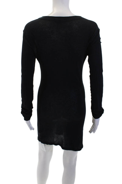 Standard James Perse Womens Long Sleeves Shirt Dress Black Cotton Size 1